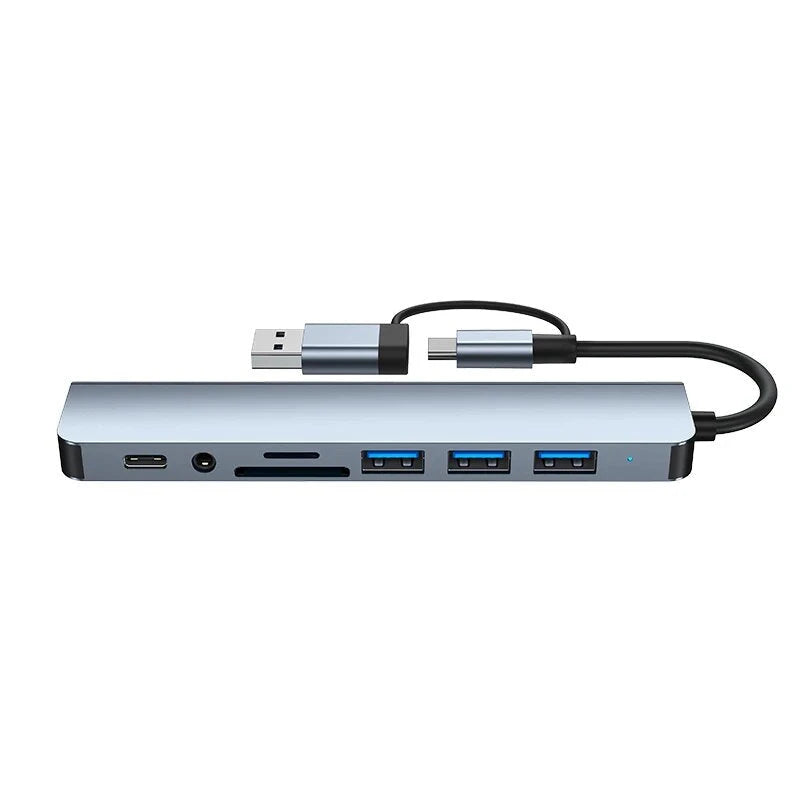 Concentrateurs USB 8 en 1 Station d'accueil multiport Prise en charge de la lecture TF/PD USB 3.5mm Audio Type C Multi-Port Prend en charge le concentrateur USB d'ordinateur à canal TYPE-C Shenzhen Yongshuo Technology Co., Ltd.