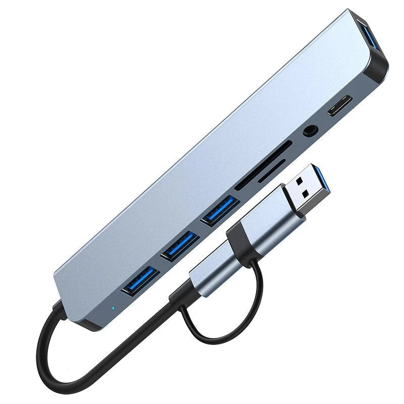 Concentrateurs USB 8 en 1 Station d'accueil multiport Prise en charge de la lecture TF/PD USB 3.5mm Audio Type C Multi-Port Prend en charge le concentrateur USB d'ordinateur à canal TYPE-C Shenzhen Yongshuo Technology Co., Ltd.