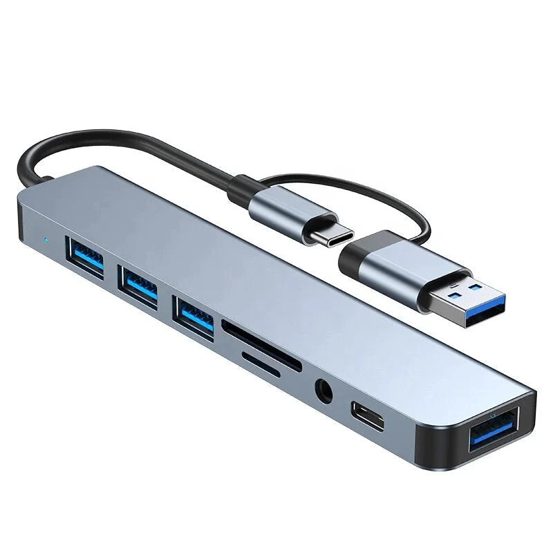 Concentrateurs USB 8 en 1 Station d'accueil multiport Prise en charge de la lecture TF/PD USB 3.5mm Audio Type C Multi-Port Prend en charge le concentrateur USB d'ordinateur à canal TYPE-C Shenzhen Yongshuo Technology Co., Ltd.