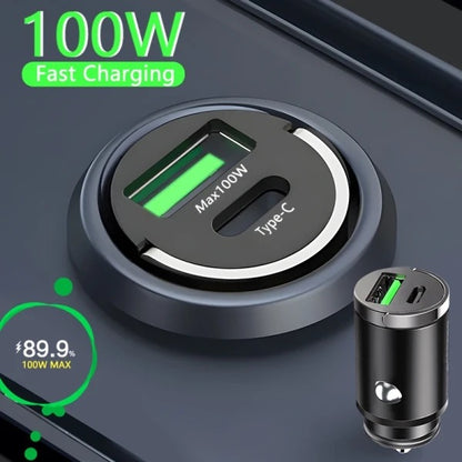 100W Mini Chargeur de Voiture Briquet Charge Rapide pour iPhone QC3.0 Mini PD USB Type C Chargeur de Téléphone de Voiture pour Xiaomi Samsung Huawei