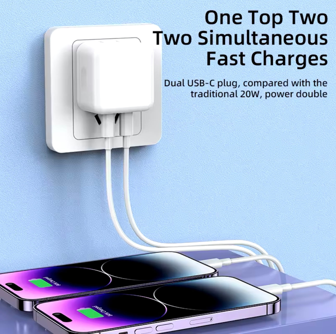 Double chargeur PD 40W Adaptateur de charge rapide pour iPhone14 Xiaomi Huawei Samsung Chargeur de téléphone portable Charge rapide