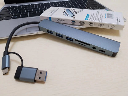 Concentrateurs USB 8 en 1 Station d'accueil multiport Prise en charge de la lecture TF/PD USB 3.5mm Audio Type C Multi-Port Prend en charge le concentrateur USB d'ordinateur à canal TYPE-C Shenzhen Yongshuo Technology Co., Ltd.