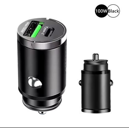 100W Mini Chargeur de Voiture Briquet Charge Rapide pour iPhone QC3.0 Mini PD USB Type C Chargeur de Téléphone de Voiture pour Xiaomi Samsung Huawei